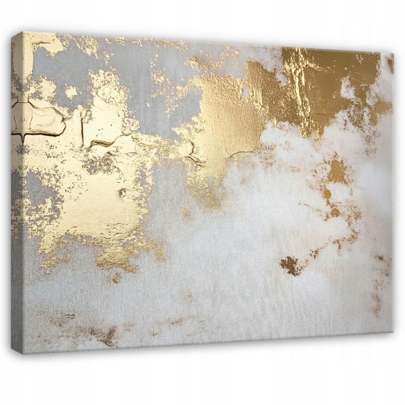 Obraz Na Płótnie Canvas WALLARENA 60x40 cm Dekoracja Ścienna Do Sypialni Salonu Kuchni Abstrakcja Złoto 1 szt.