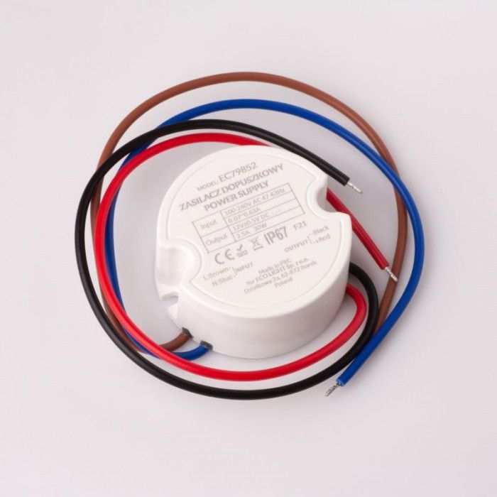 Zasilacz transformator do LED Ecolight moc 30W output 12V DC stałoprądowy IP67 - 1 szt