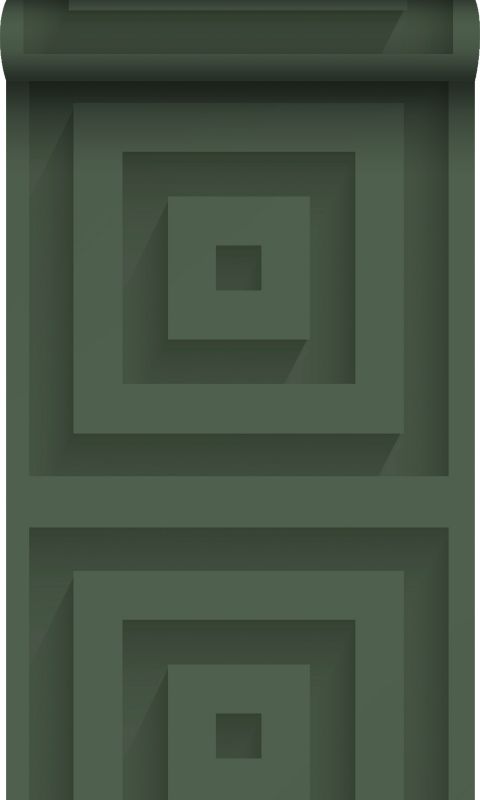 Tapeta Origin Wallcoverings kwadraty 3D ciemnej zieleni 50 x 900 cm - 1 rol.