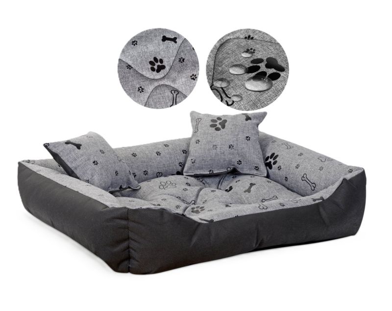 Legowisko dla psa kojec Aio Factory wodoodporne wzór kości czarne 115x95 cm 1szt