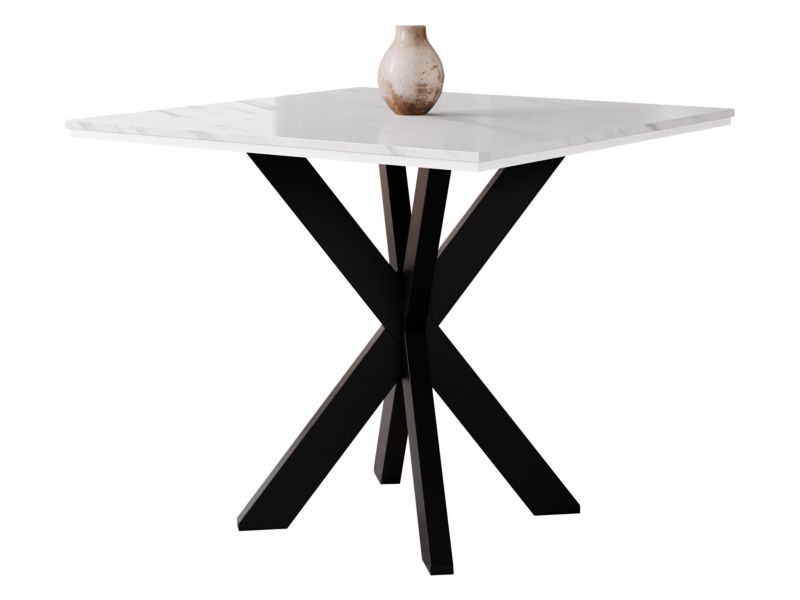 Stół MIRJAN 24 Paro marmur bianco + biały połysk / czarny 1 szt.