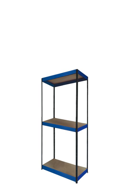 Regał magazynowy garażowy metalowy MODO24 grafitowo-niebieski helios 106x30x30cm 3 półki po 175 kg 1 szt.