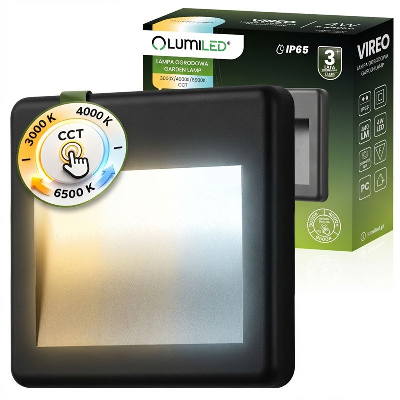 Lampa Ogrodowa Lumiled Zewnętrzna Schodowa Kinkiet Elewacyjny CCT LED 4W IP65 1 szt.