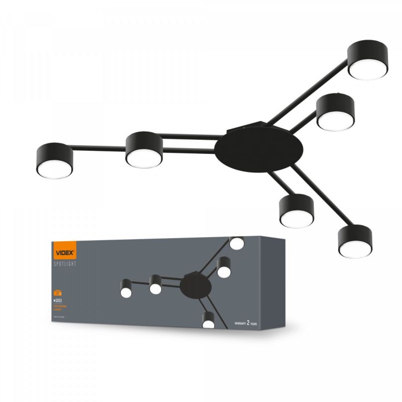 Lampa sufitowa Videx spotGX53 czarna 6xGX53x30W IP20 wym:4,5x20x40cm - 1 szt.