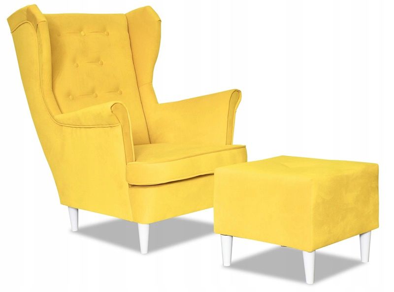 Fotel uszak do salonu z podnóżkiem Family Meble Diana żółty 1szt