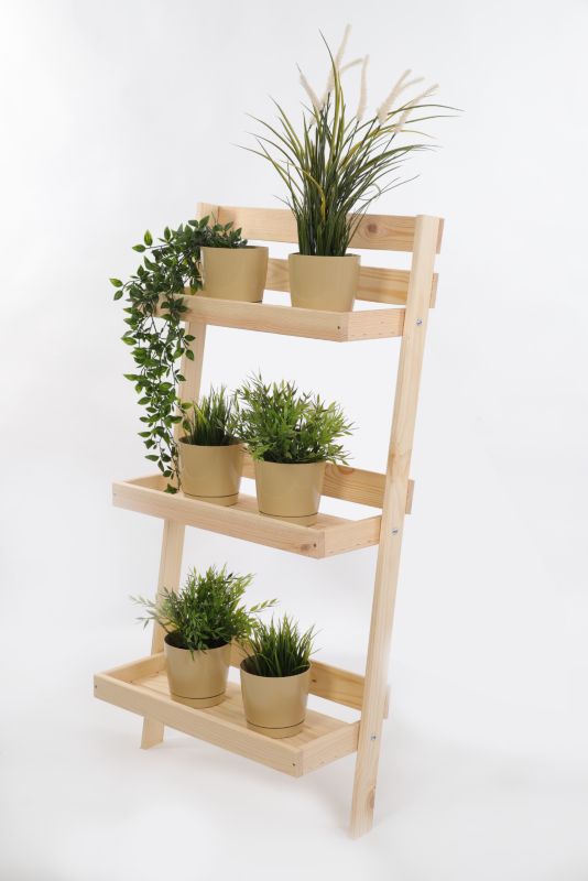 Kwietnik drewniany MODO24 3-poziomowy opierany o ścianę 115x57x23 cm naturalny eko 1 szt.