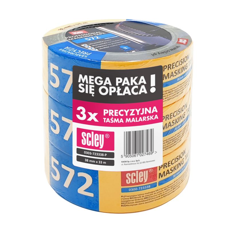 Taśma malarska Scley 38 mm x 33 m 3 szt.