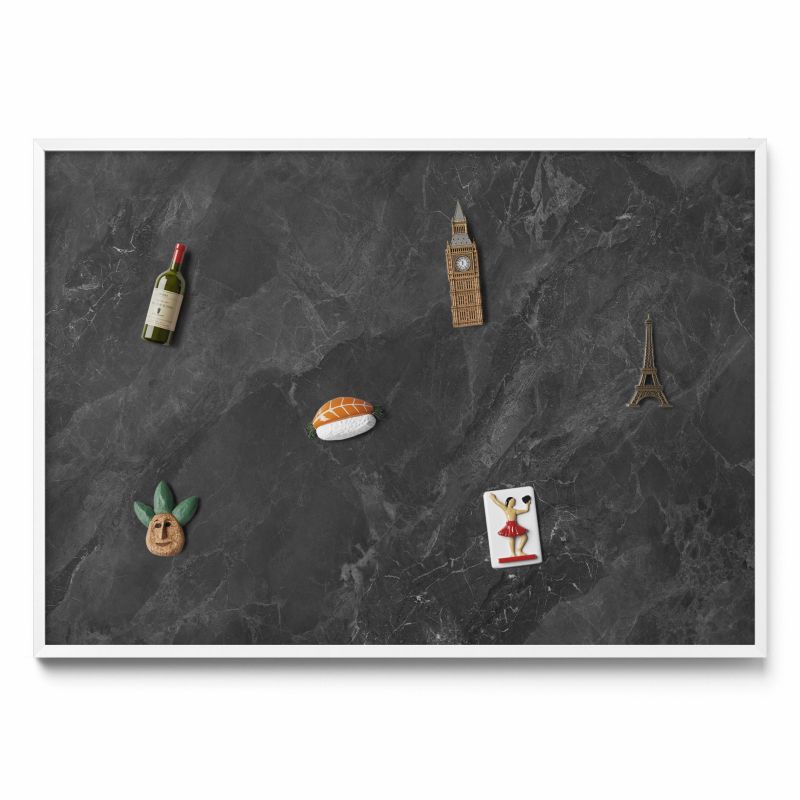 Tablica na magnesy Tulup 100x70 cm Struktura ciemnego kamienia w białej ramie 1 szt.