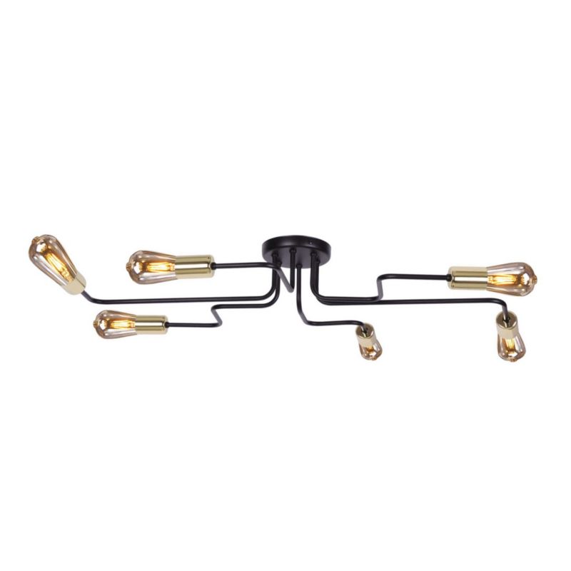 Lampa sufitowa Kaja Kuga czarna wym: 12 x 87 x 30 cm 6xE27 x 60W 1 szt.