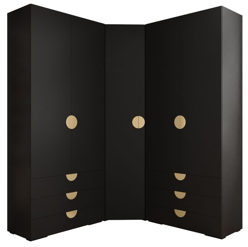 Garderoba wysoka do przedpokoju Abiks INOVA 4 Z7 czarny+złoty 1 szt.