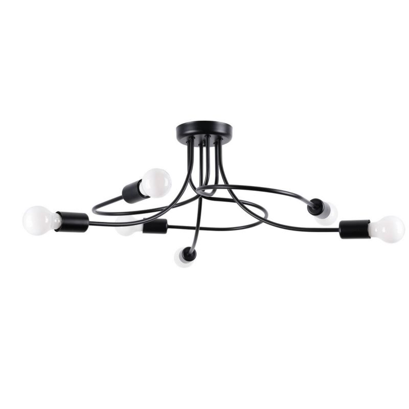 Lampa sufitowa wisząca Sollux Lighting Levar 6869 czarna industrialna 6xE27 x 15W 1 szt.