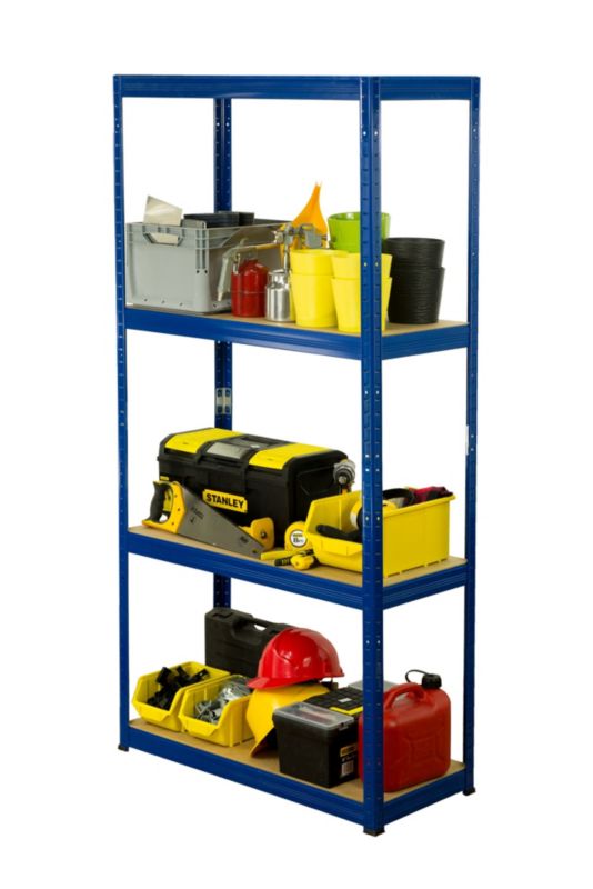 Regał metalowy MODO24 magazynowy garażowy niebieski helios 180x110x30cm 4 półki po 175 kg 1 szt.