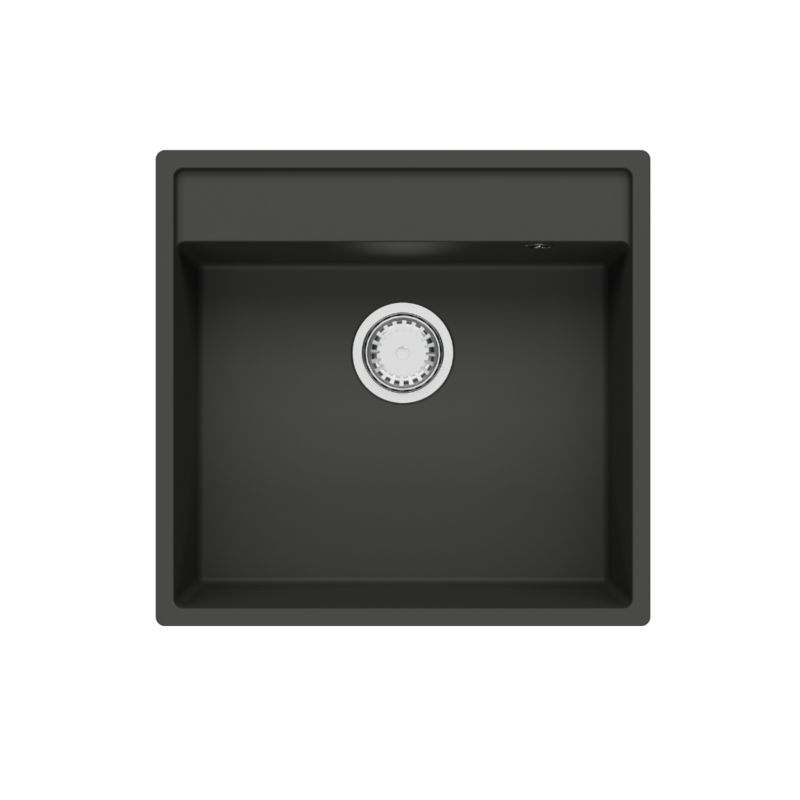 Zlewozmywak granitowy GranMaster Magma 540x520x204 mm, jednokomorowy bez ociekacza, czarny mat 1 szt.