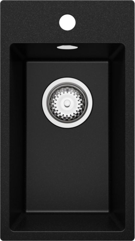 Zlewozmywak Ryga PRIMAGRAN Nablatowy 28x50cm do szafki od 30cm, Czarny + Syfon, S001, 1 szt.