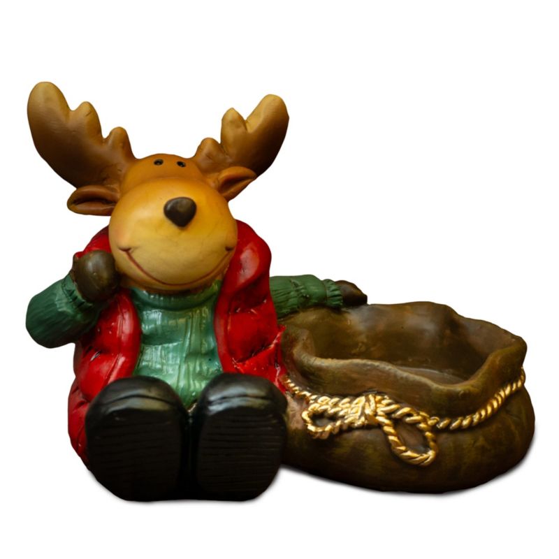 Figurka dekoracyjna renifer z workiem, Solis Decor by Aleksandra Sobota, 8,5 cm, 1 szt.