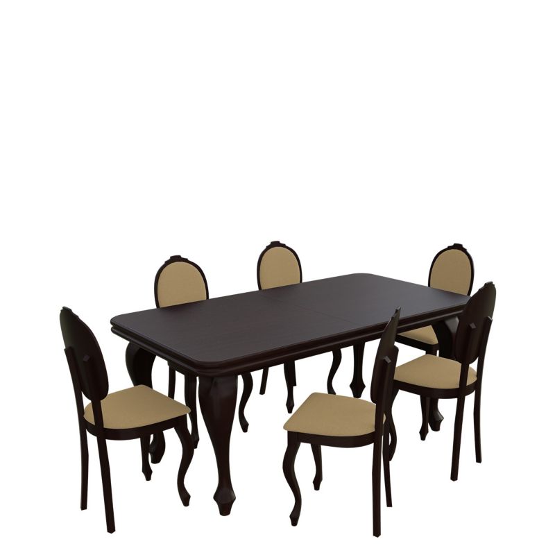 Zestaw RO41 MIRJAN 24 Stół rozkładany S39 90x170/250 + 6 krzeseł K76 orzech + piaskowy 1 kpl.