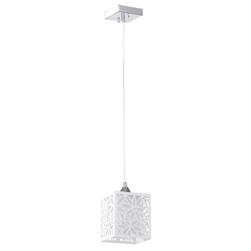 Lampa Wisząca SPOT Light 1xE27 Max.60W Harmonijna Biel z Akcentem Chromu, Polski Producent, 1 szt.