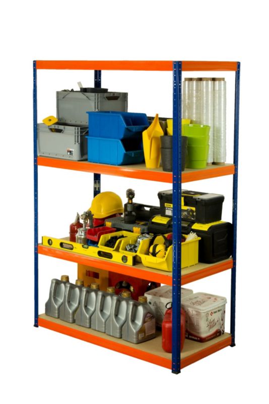 Regał metalowy MODO24 magazynowy garażowy niebiesko-pomarańczowy helios 180x150x60cm 4 półki po 175 kg 1 szt.