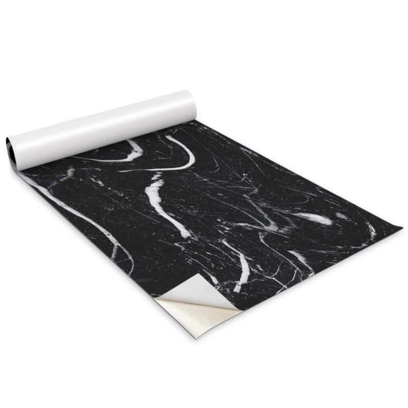 Folia Dekoracyjna Na Meble Wallfluent 100x50 cm Czarny marmur Odporna Folia Samoprzylepna Mat 1 rol.