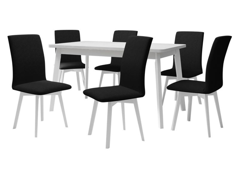 Zestaw DR24 MIRJAN 24 Stół rozkładany Oslo VI 80x140/180 + 6 krzeseł Luna 2 biały + czarna tapicerka 1 kpl.