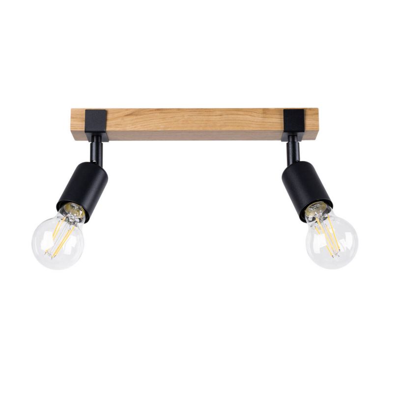 Lampa sufitowa wisząca Sollux Lighting Zuca 5149 czarna-drewno industrialna 2xE27 x 1 szt.