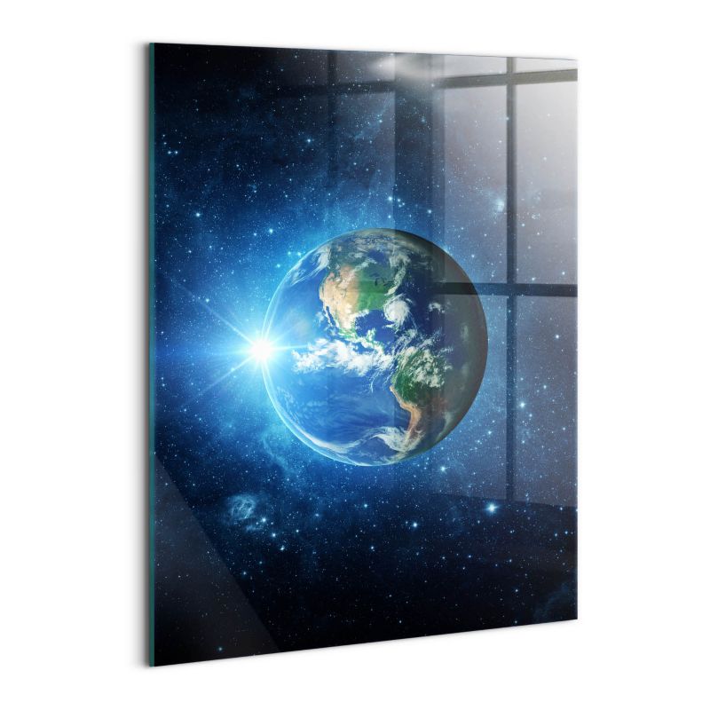 Obraz Szklany Wallfluent 60x80 cm NASA - Ziemia, galaktyka i słońce 1 szt.