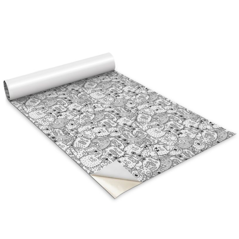 Folia Samoprzylepna Do Mebli Wallfluent 100x50 cm Potworki Doodle Matowa Okleina Dekoracyjna 1 rol.