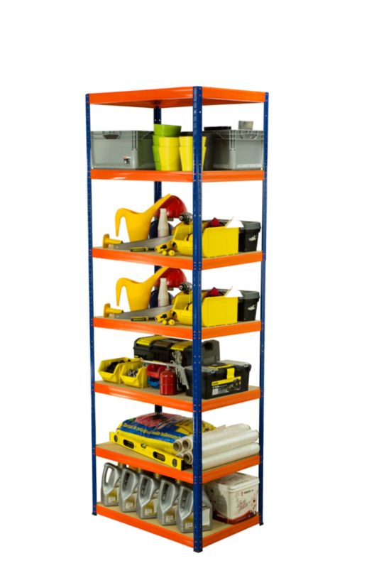 Regał metalowy MODO24 magazynowy niebiesko-pomarańczowy helios 270x120x45cm 7 półek po 275 kg 1 szt.
