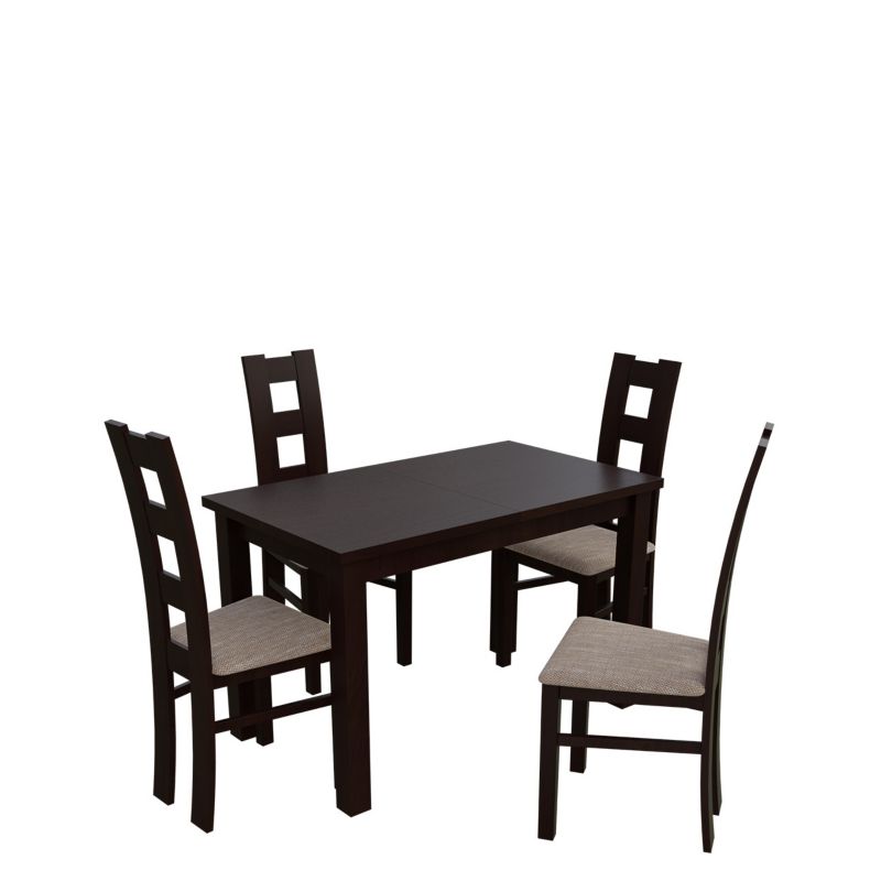 Zestaw RO11 MIRJAN 24 Stół rozkładany S18 70x120/160 + 4 krzesła K42 orzech + jasny brąz 1 kpl.