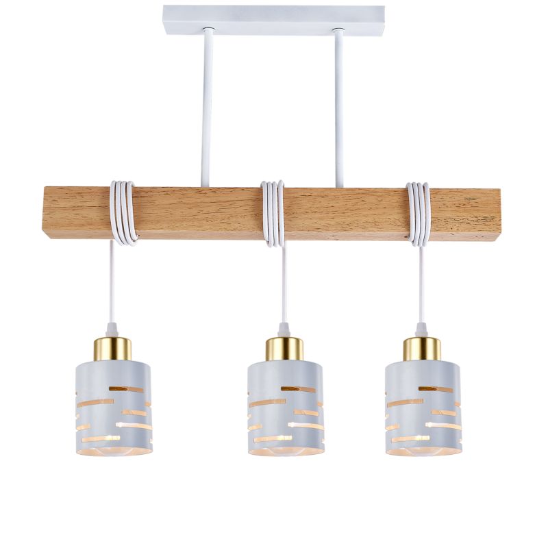 Lampa wisząca sufitowa MasterLED Elen 3x E27 LED regulowana biała złota z drewnem 1 szt.