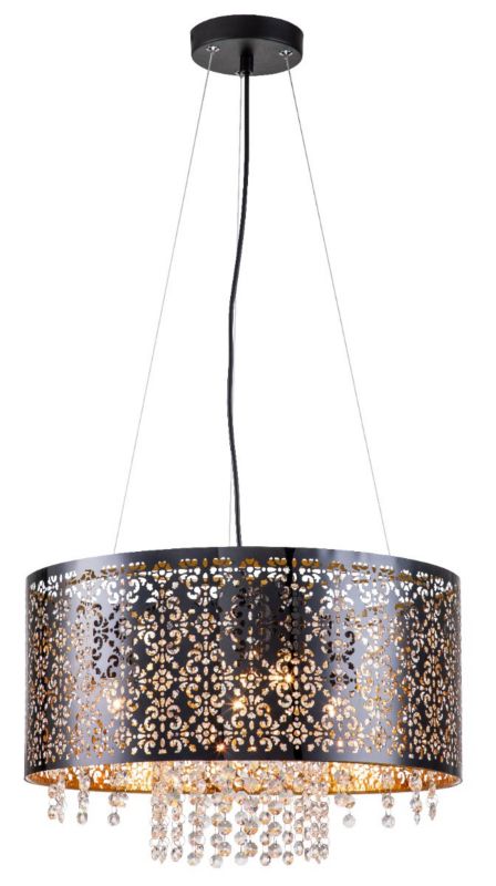 Lampa wisząca Reality Hissa 0576 czarna kryształowa 4xE27 x 60W 1 szt.