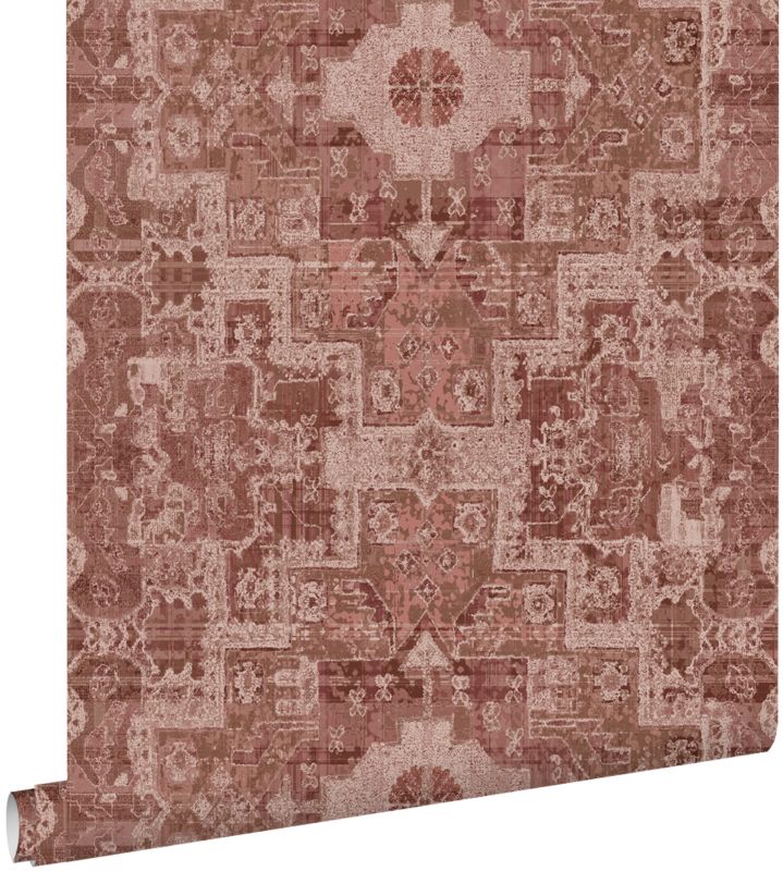 Tapeta ESTAhome orientalny dywan kilim ciemnoróżowej terakoty 50 x 900 cm - 1 rol.