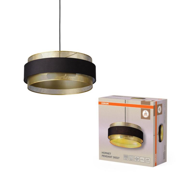 Lampa Osram Oprawa Sufitowa Wisząca 3x E27 Dekoracyjna Czarny Złoty 1 szt.