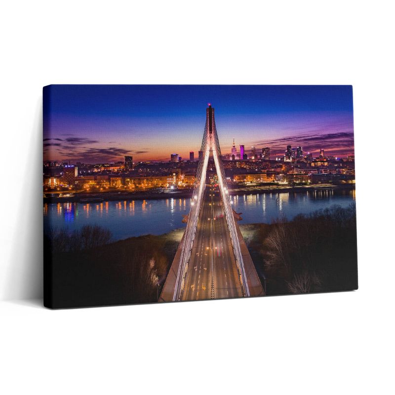 Obraz na płótnie Wallfluent 30x20 cm Most i miasto wieczorem 1 szt.