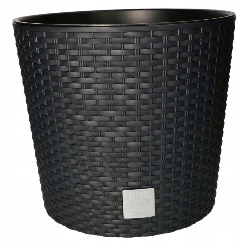 Doniczka rattan KOTARBAU okrągła z wkładem antracyt 300x270 mm 1 szt.