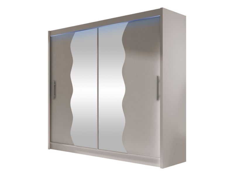 Szafa MIRJAN 24 z drzwiami przesuwnymi London X z oświetleniem RGB kaszmir/lustro 1 szt.