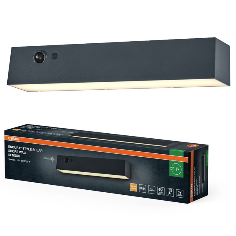 Kinkiet Ogrodowy Osram Lampa LED z Czujnikiem Ruchu i Zmierzchu 12.4W 540lm 3000K Ściemnialna Szary IP54 1 szt.