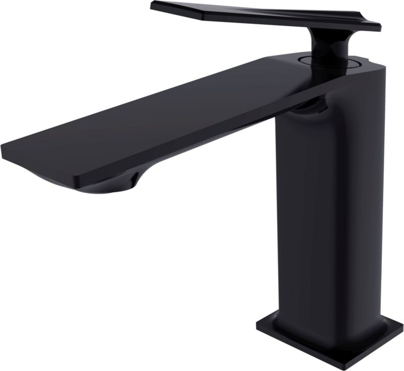 Bateria umywalkowa Besco Aspira II czarny mat 17,7x17,8 cm z perlatorem, bez korka, 1 szt.