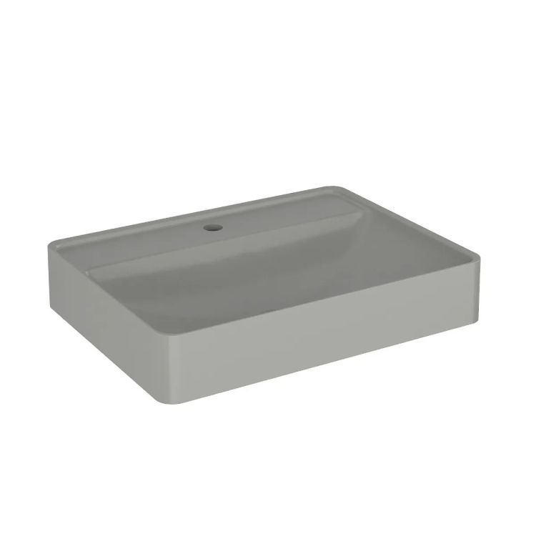 Umywalka wpuszczana Krofam VIBE 60 cm beton mat kwarcowa z otworem na baterię 1 szt.