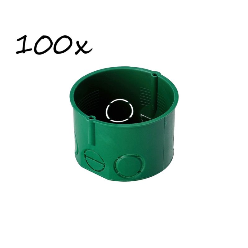 Puszka podtynkowa EDO końcowa fi 60 płytka bez wkrętów zielona 100szt.