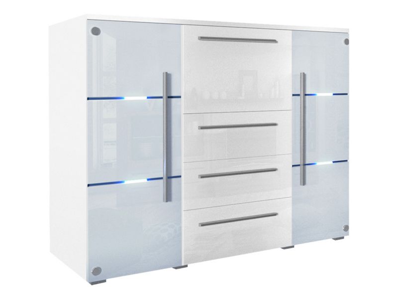 Komoda z oświetleniem LED MIRJAN 24 Bari biały + biały połysk 1 szt.