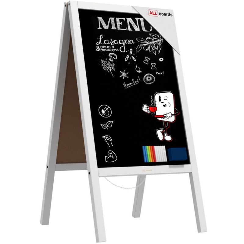 Potykacz stojak kredowy 150x61 cm ALLboards rama biała 1 szt.