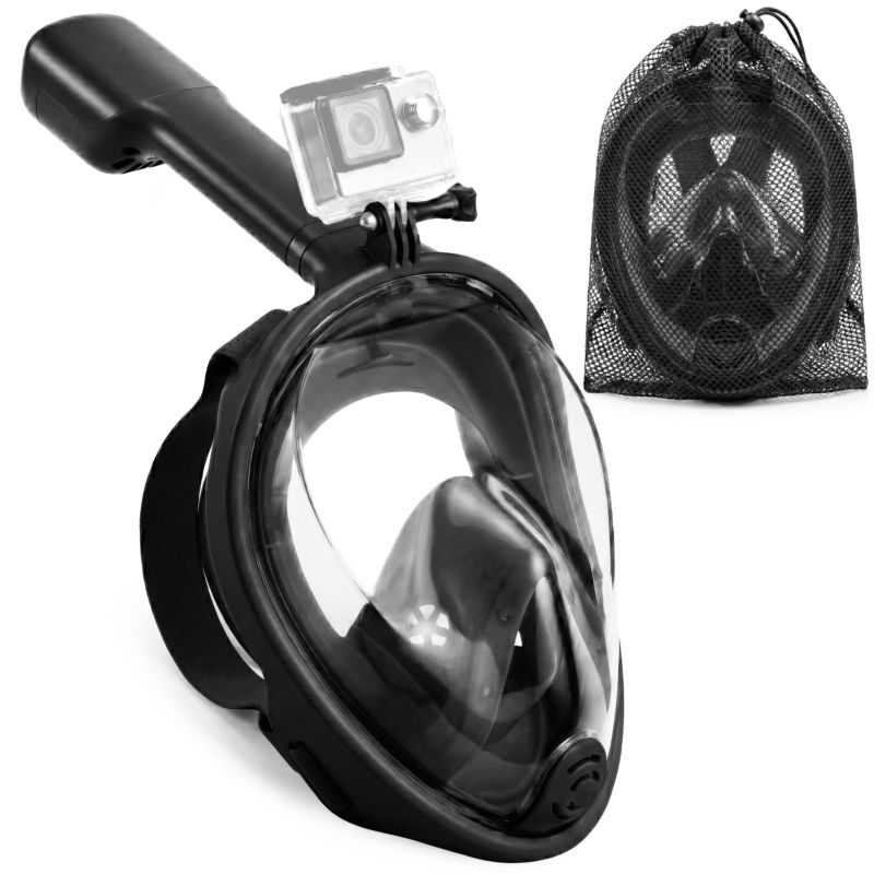 Maska do nurkowania snorkelingu Be-active.pl, pełnotwarzowa, rozmiar S/M czarny 1szt.