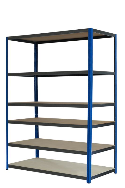 Regał metalowy MODO24 magazynowy stojak niebiesko-grafitowy helios 196x150x50cm 6 półek po 275 kg 1 szt.