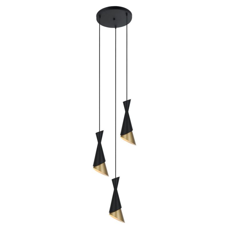 Lampa sufitowa wisząca Italux Malia 4578 czarno-złota nowoczesna 3xE27 x 40W 1 szt.