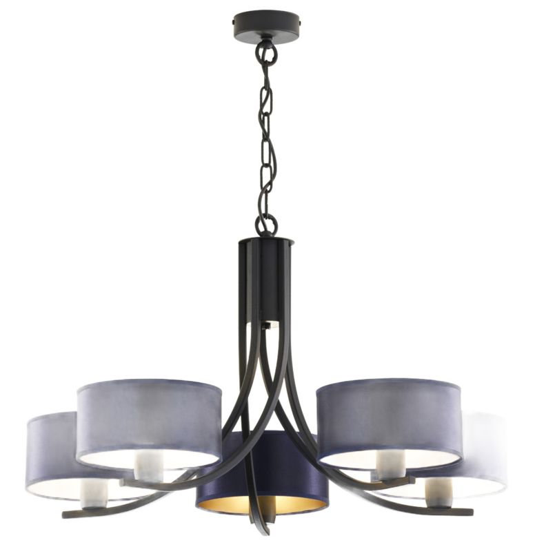 Lampa sufitowa Jupiter ARTHUR czarno-granatowa 5xE27x40W IP20 - 1 szt