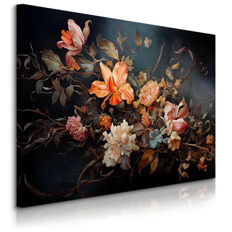 Obraz Muralo Do Salonu Tropikalne Kwiaty Liście Natura Abstrakcja 90x60 cm 1 szt.