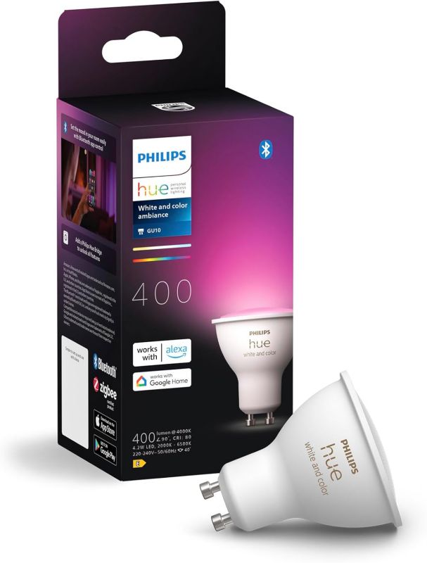 Żarówka LED Philips HUE GU10 Reflektor 4.2W 400lm 2000-6500K CCT RGB Inteligentna Bluetooth White and Color Ambiance 1 szt.
