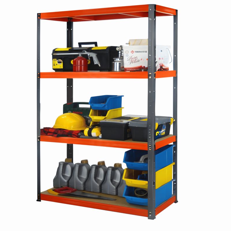 Regał metalowy MODO24 magazynowy garażowy grafitowo-pomarańczowy helios 180x150x30cm 4 półki po 275 kg 1 szt.