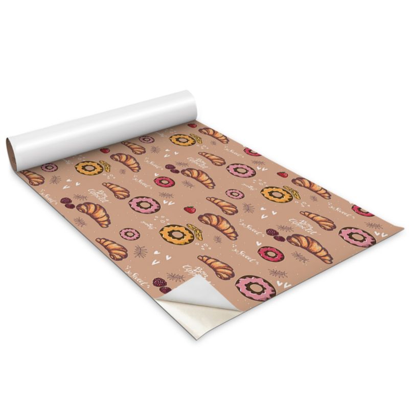 Okleina Meblowa Wallfluent 100x50 cm Słodycze rogalik i donut Folia Na Meble I Szafki 1 rol.